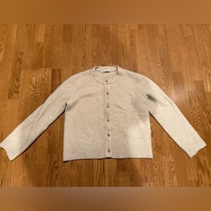 Abercrombie Beige Button-Up Cardigan with gold detail (size L)